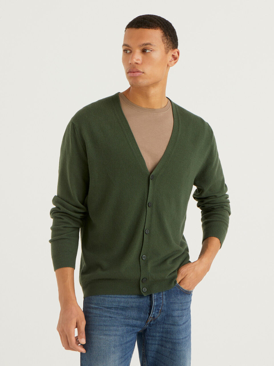 mens green zip up cardigan