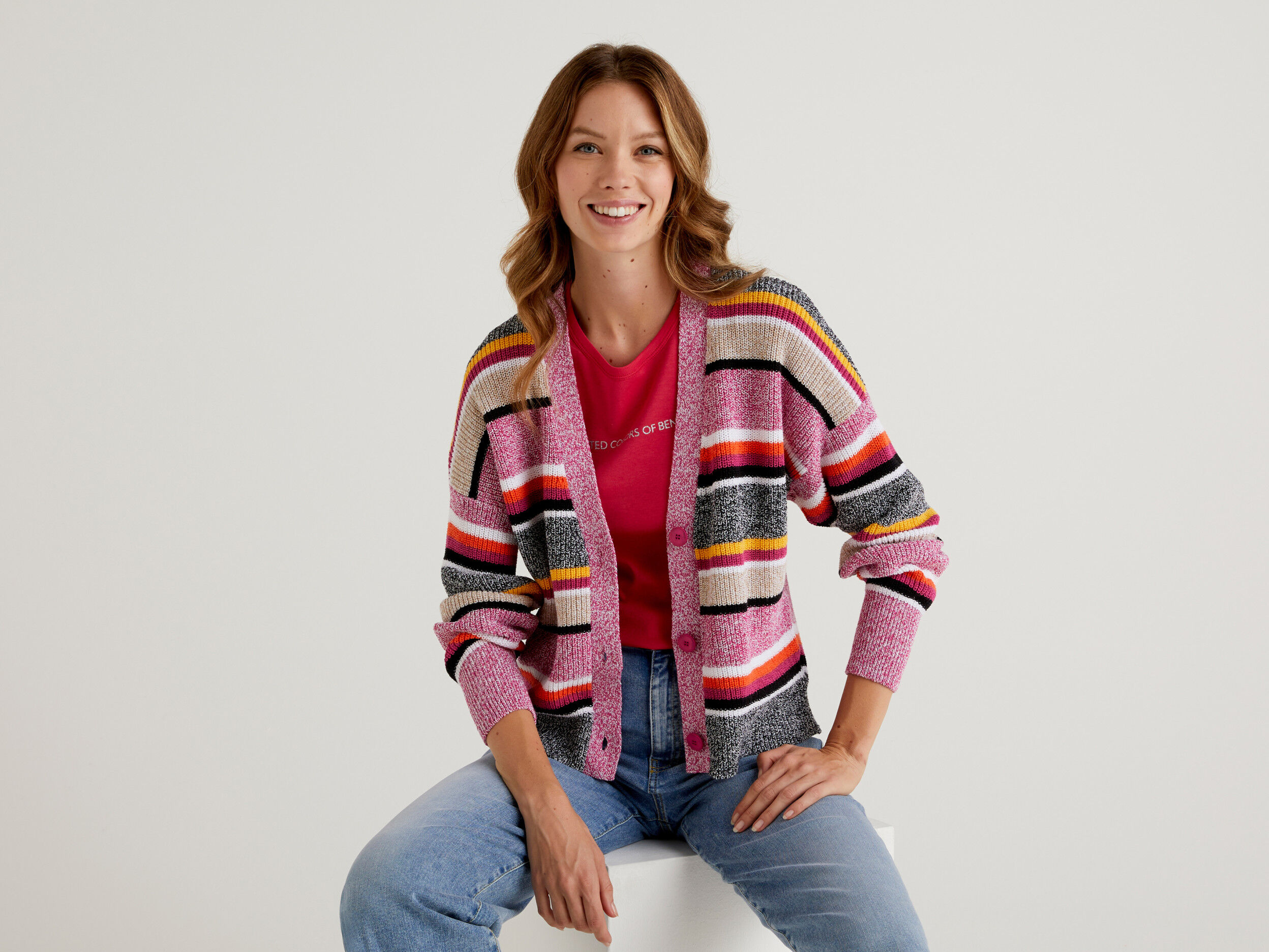 Ladies striped cardigan sale