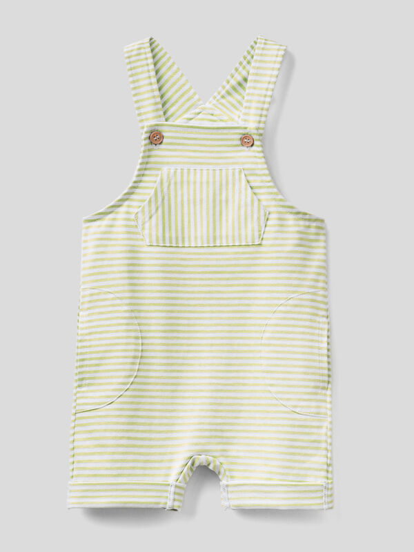 Striped overalls in 100% organic cotton New Born (0-18 months)