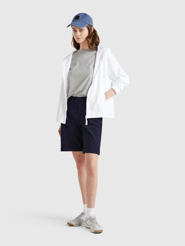 Bermudas con puños de algodón elástico Mujer