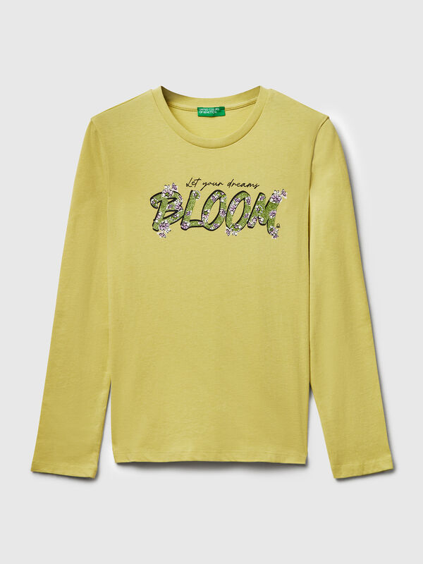 Camiseta con estampado de purpurina Niña