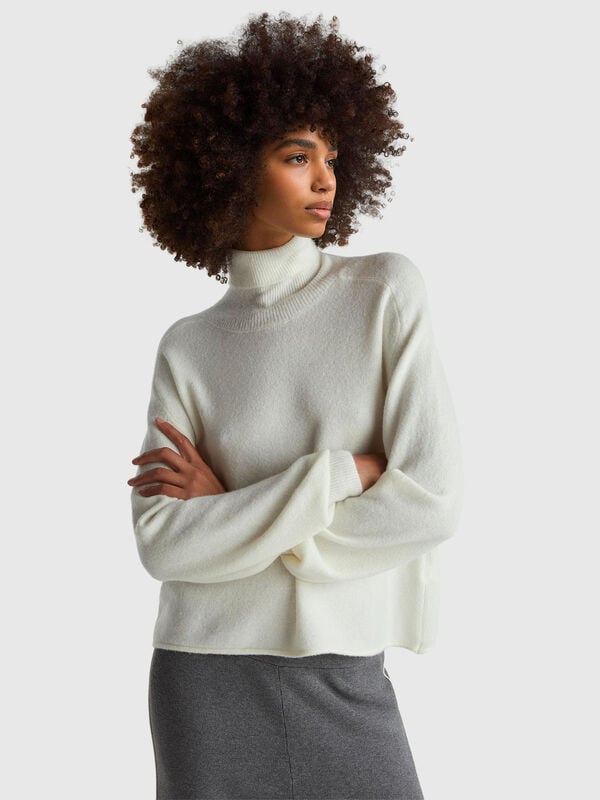 Turtleneck in stretch wool blend Women