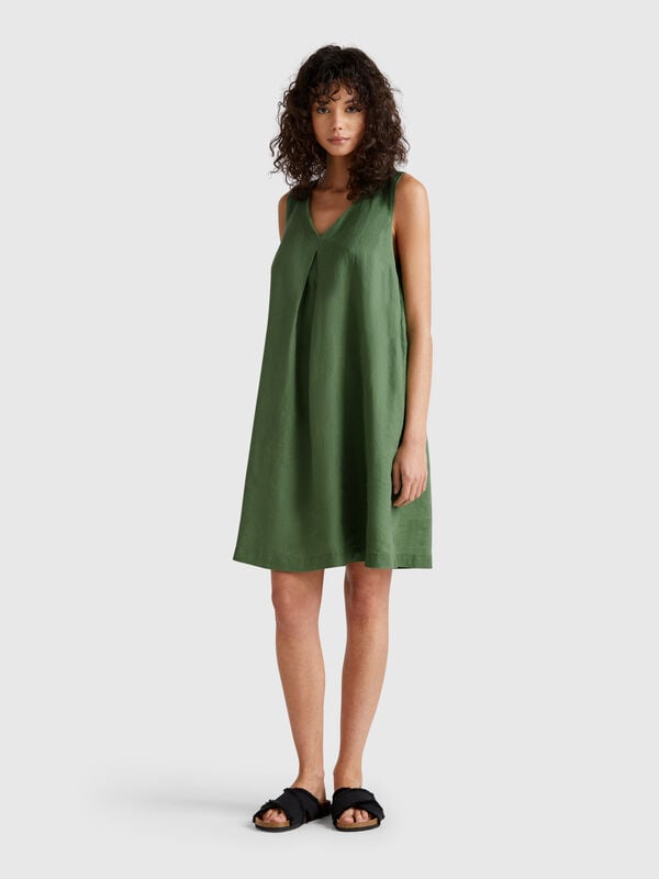 Vestido sin mangas de puro lino Mujer