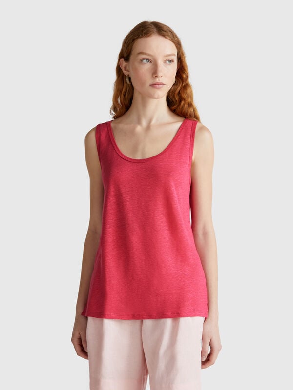 Camiseta de tirantes de puro lino Mujer