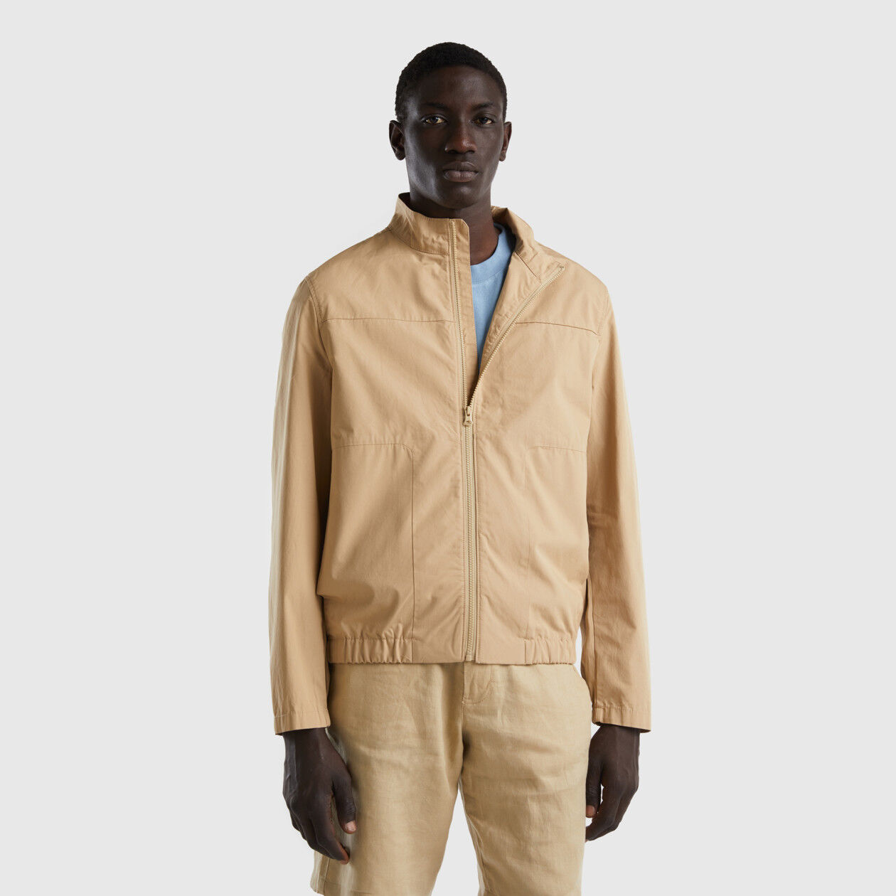 Lightweight jacket with zip Beige Benetton