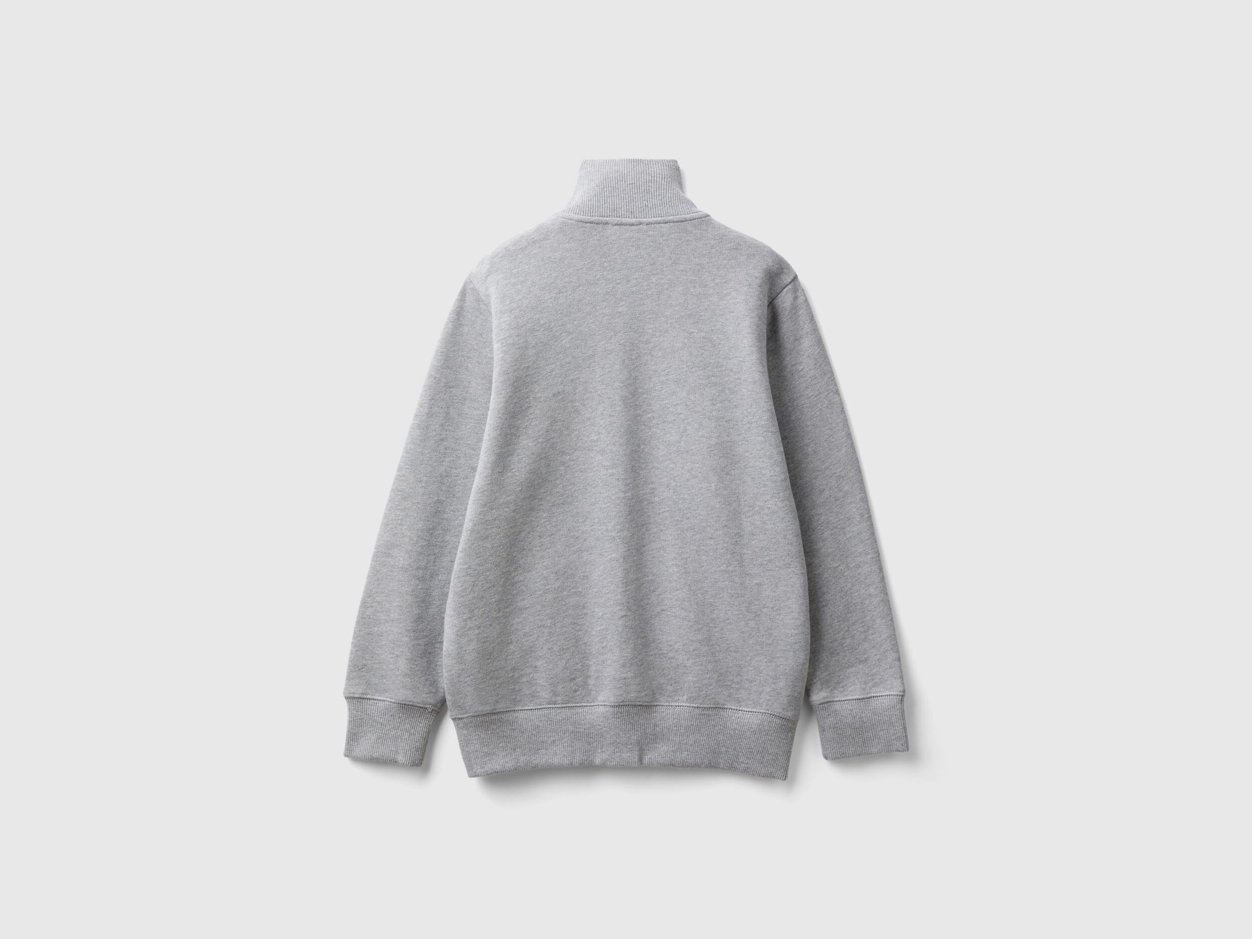 Pure cotton sweatshirt with zipper - Light Gray | Benetton