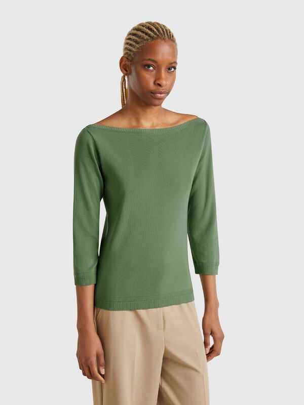 Jersey de 100 % algodón con escote barco Mujer
