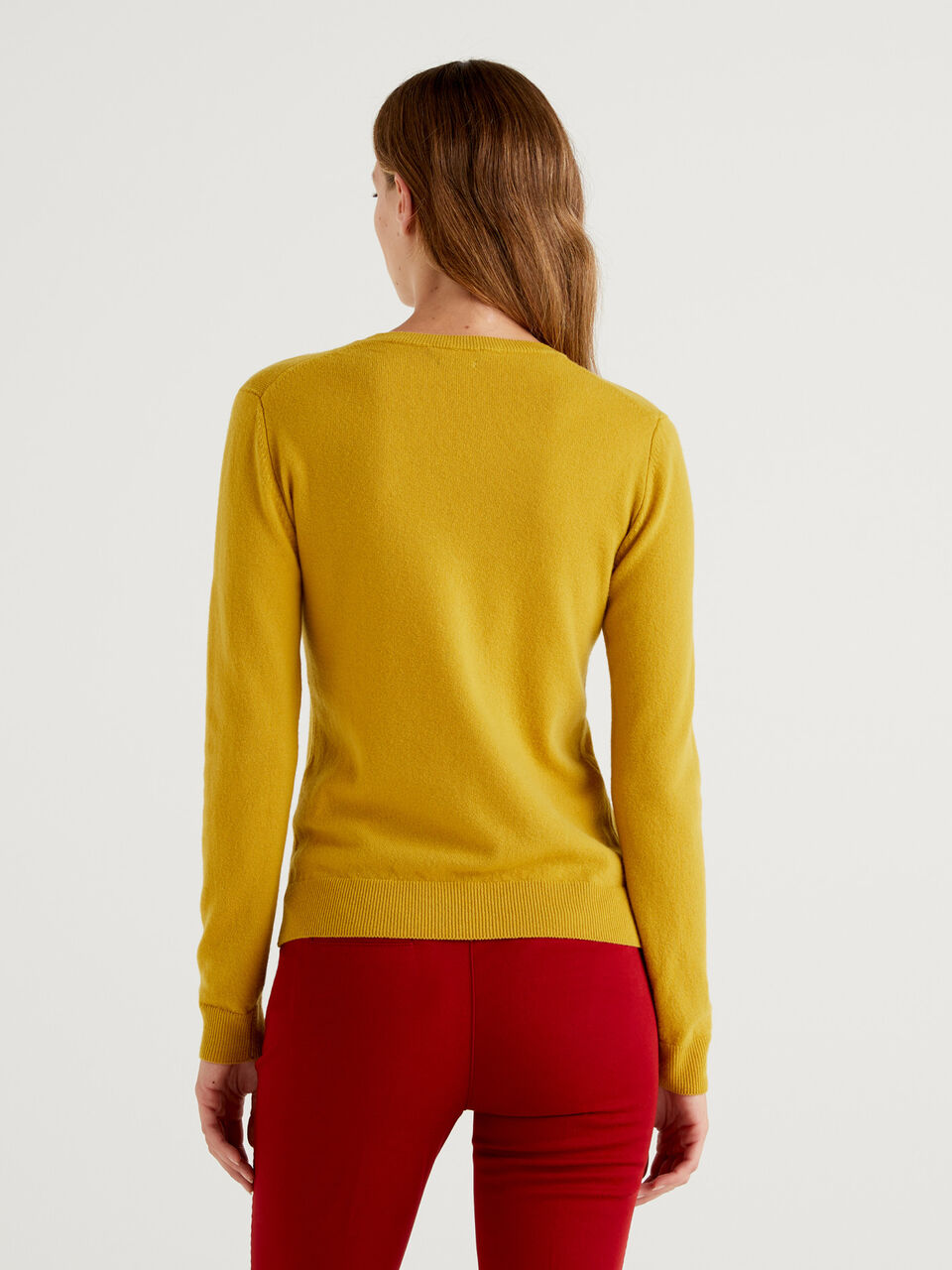 Double Zero Womens Mustard Yellow Crew Neck Pullover Sweatshirt