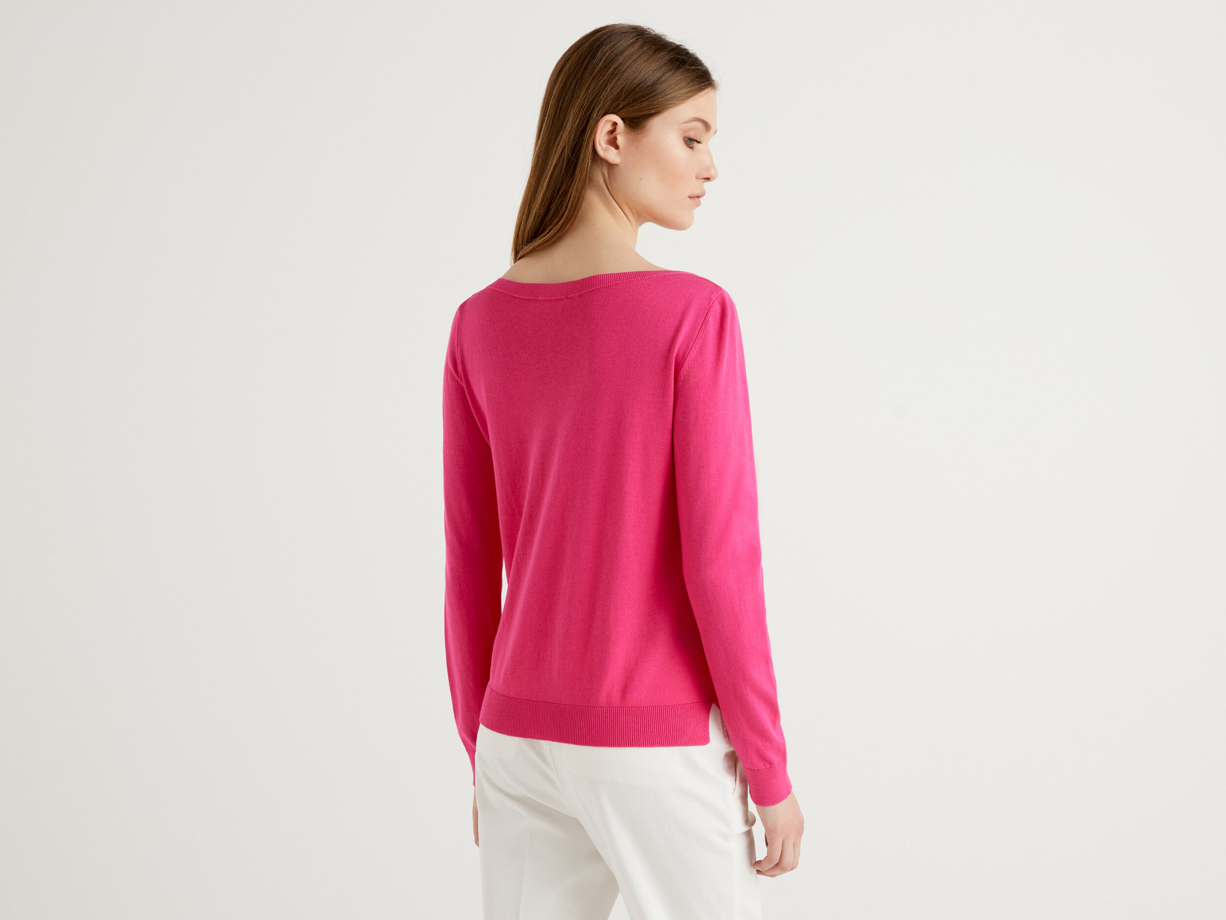 Boat neck sweater Fuchsia Benetton
