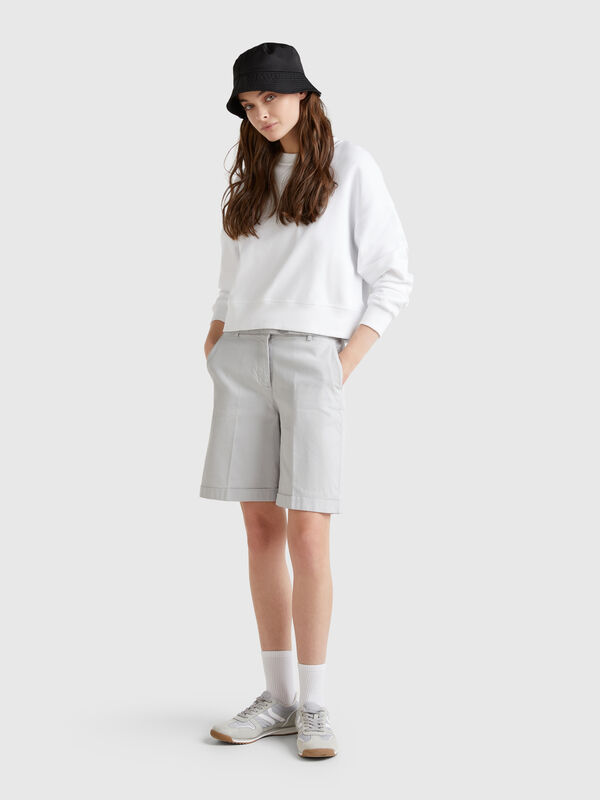 Bermudas con puños de algodón elástico Mujer