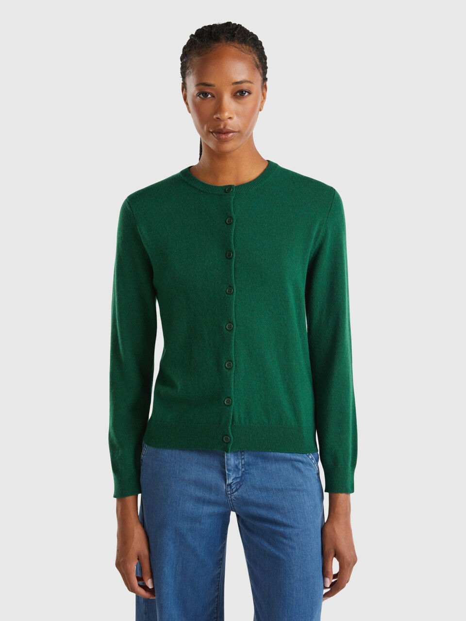 Cashmere blend poncho Dark Green Benetton