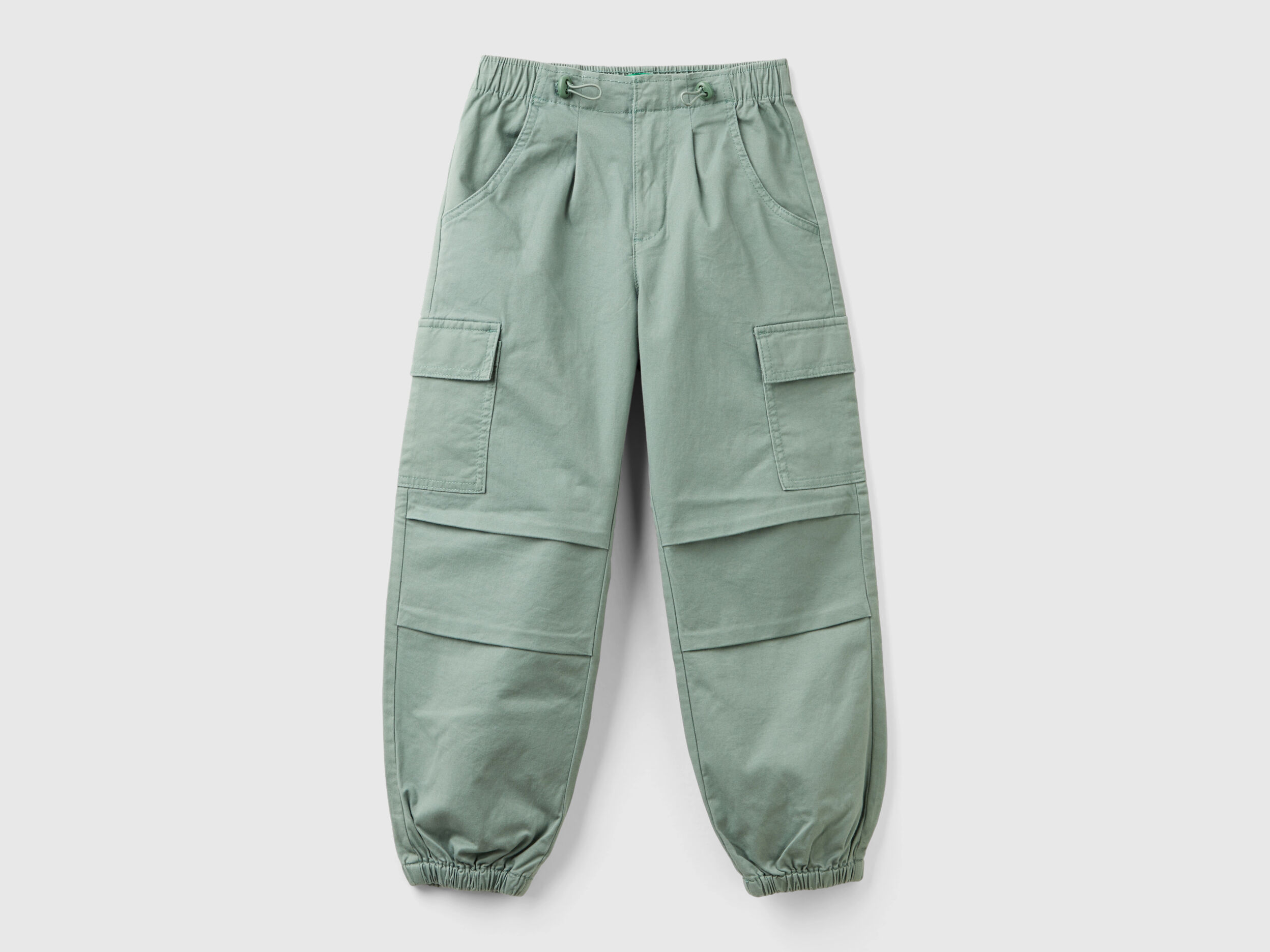Stretch cotton cargo trousers Light Green Benetton