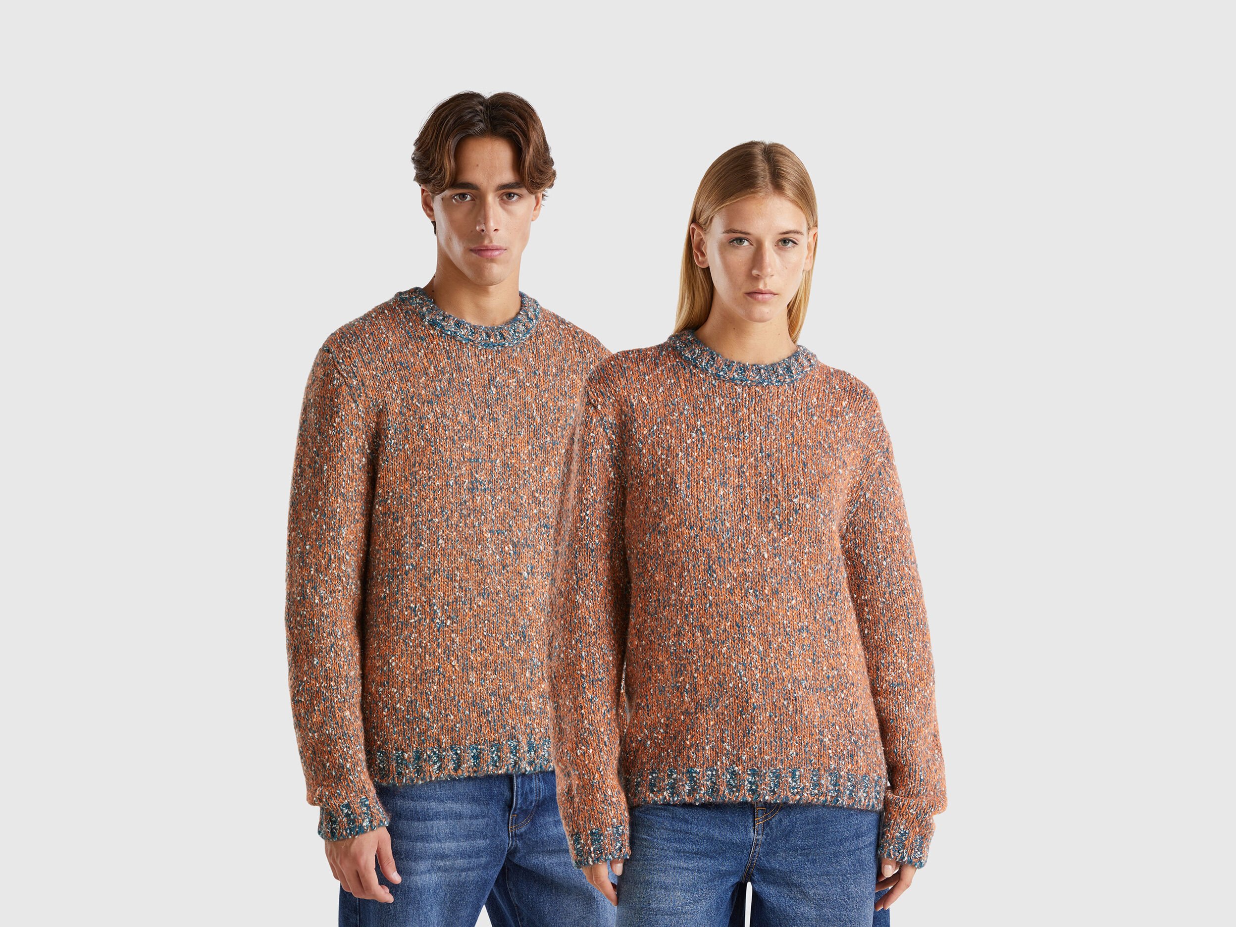 Reversible mohair blend sweater - Peach | Benetton