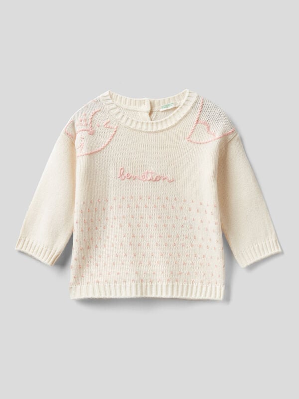 Jacquard sweater with embroidery New Born (0-18 months)