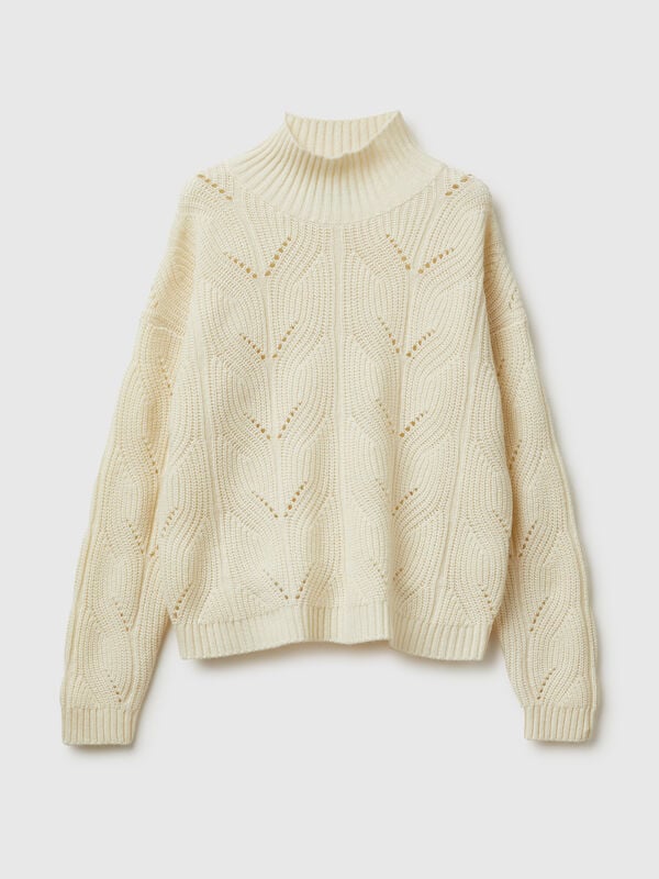 Suéter de cuello alto en mezcla de lana Suéter de cuello alto en mezcla de lana Mujer