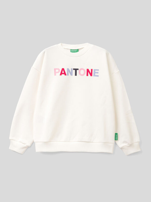 BenettonxPantone™ white crew neck sweatshirt Junior Girl