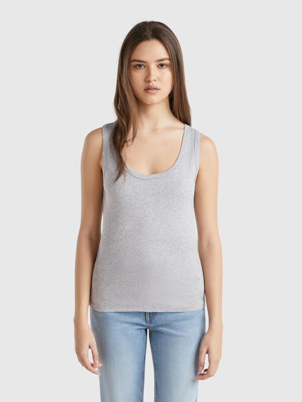 Marl gray tank top in pure cotton Women