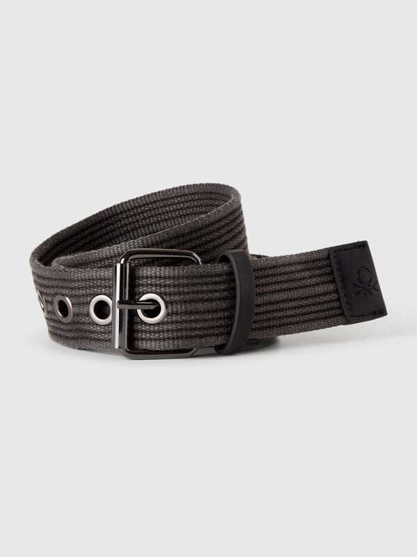 Striped belt with eyelets Men