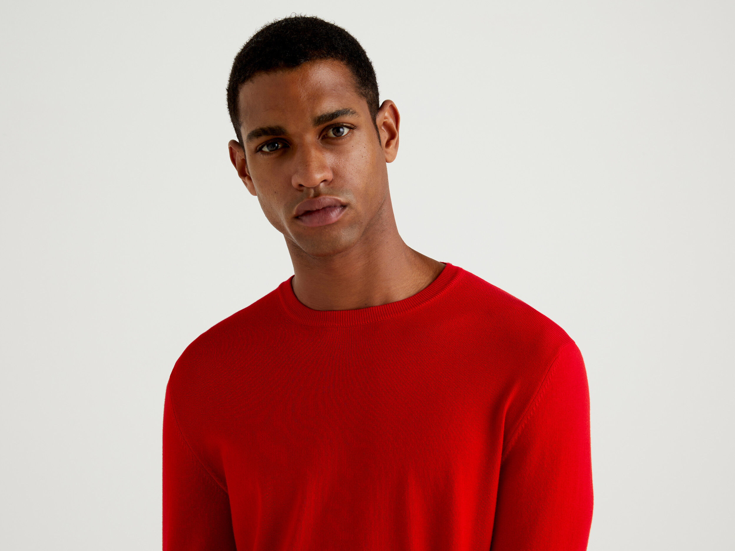 Red crew neck sweater sale