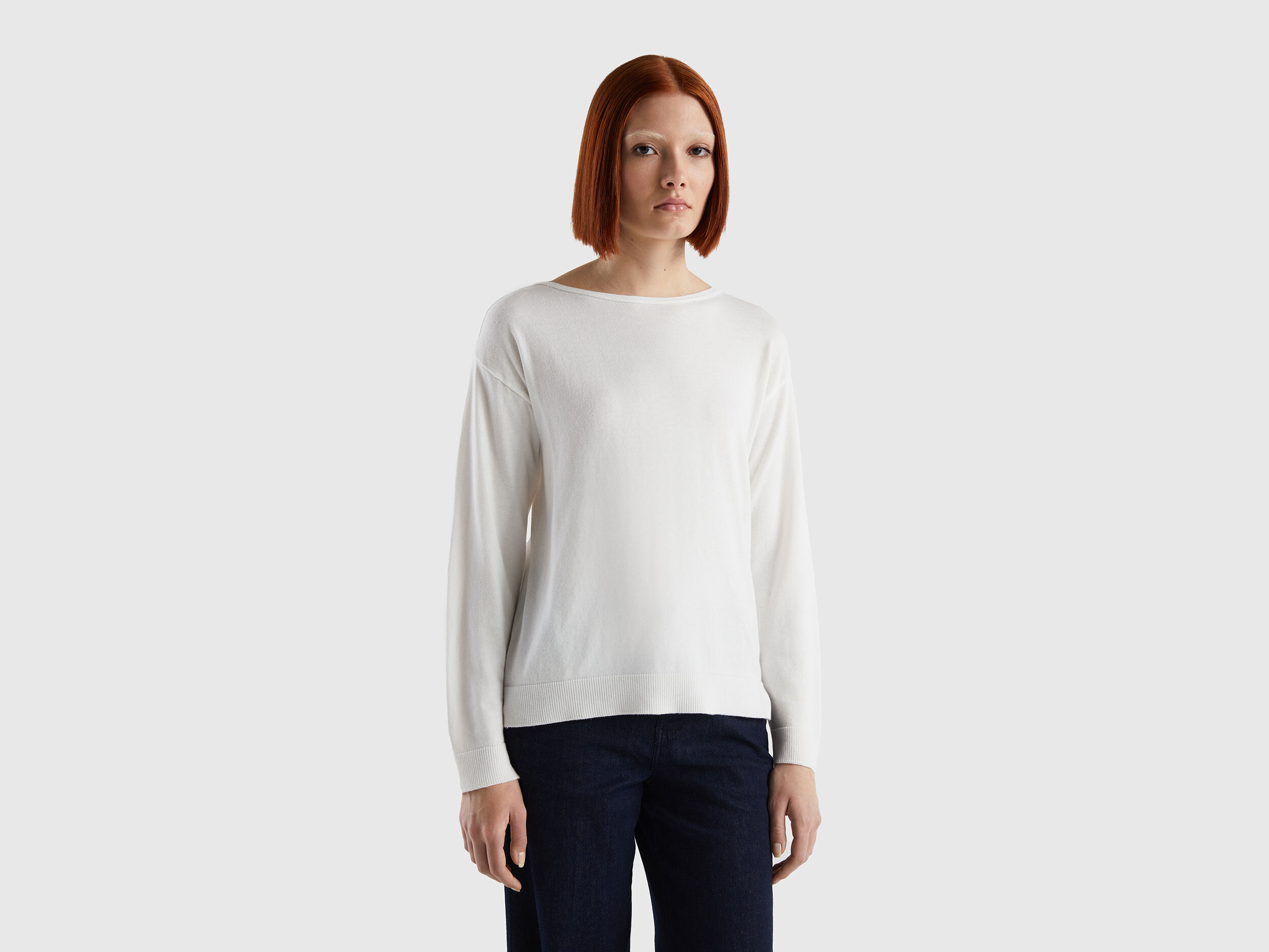 Boat neck sweater Creamy White Benetton
