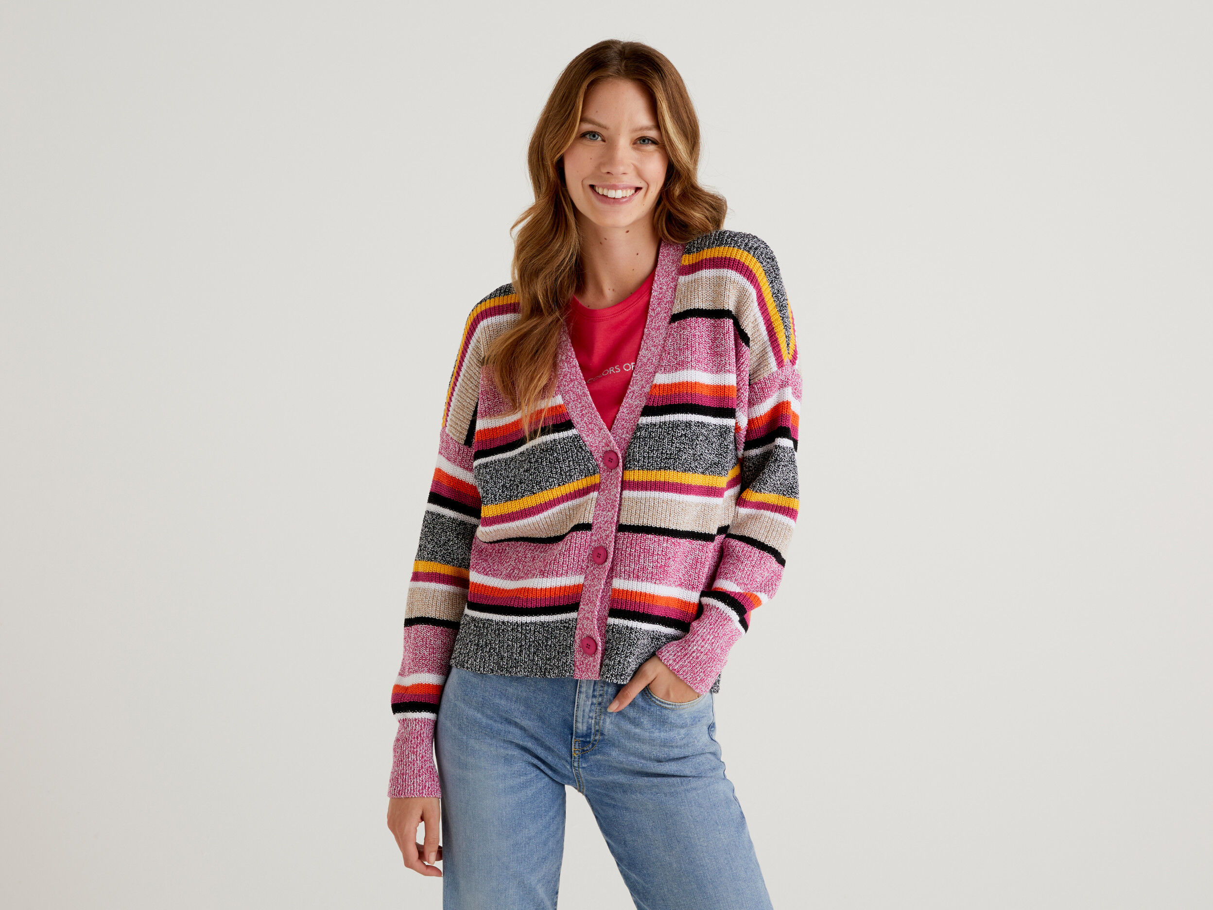 Women's striped top cardigan