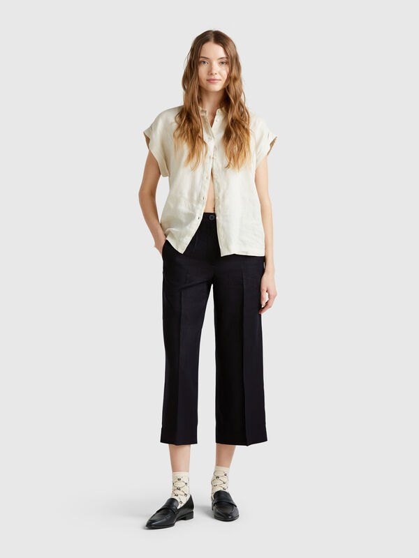 Cropped sweatpants in pure linen Women