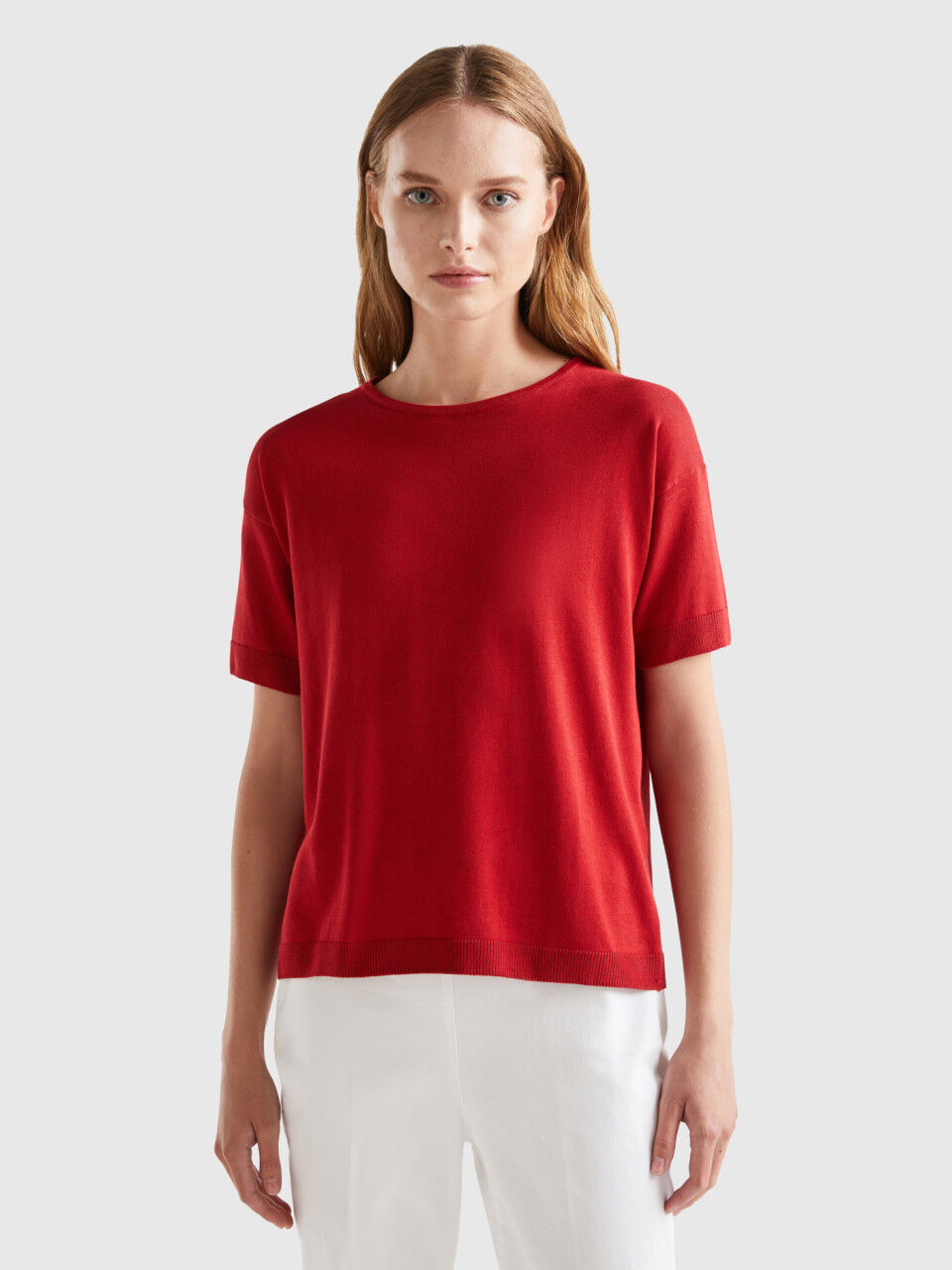 Women's short sleeve best sale red sweater