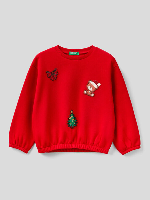 Christmas sweatshirt with patch Junior Girl