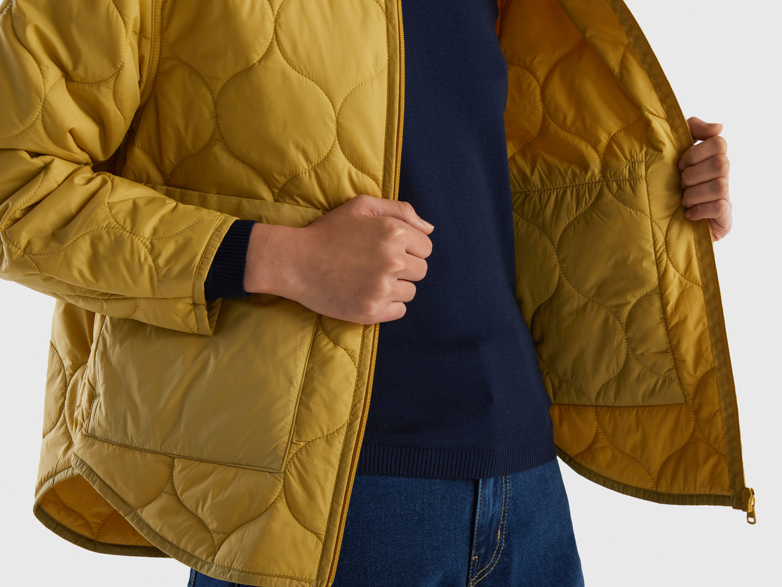 Padded jacket in recycled wadding Mustard Benetton