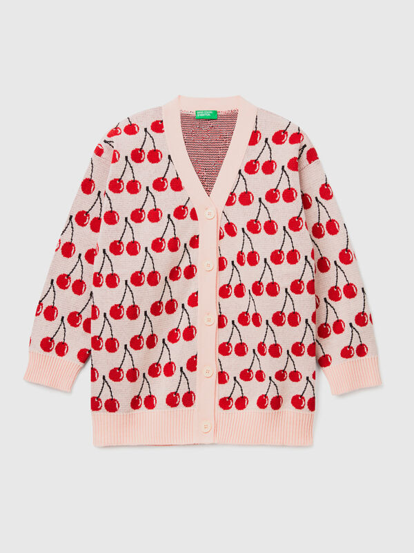 Pink cardigan with cherry pattern Junior Girl
