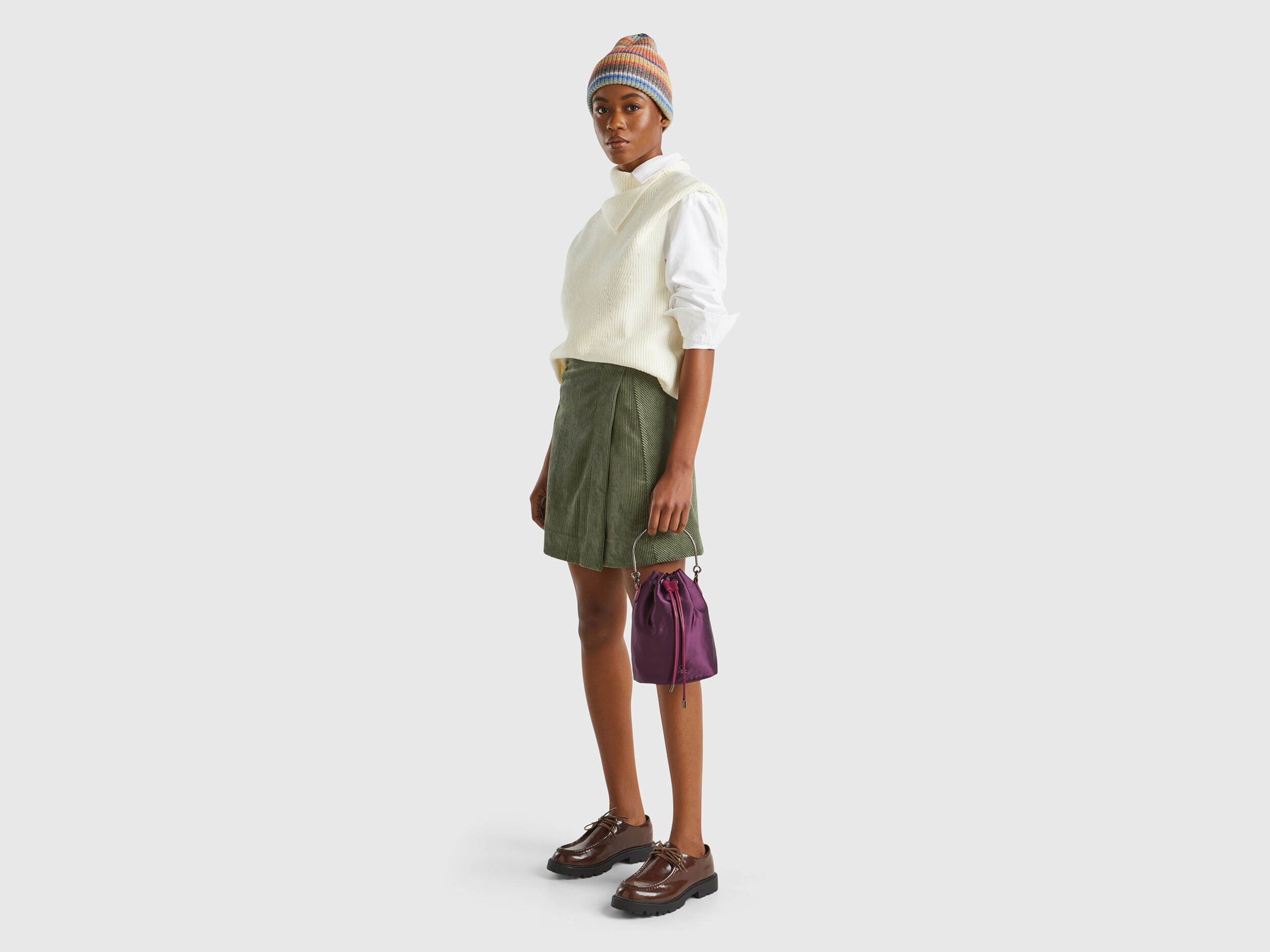 Bucket bag in recycled fabric - Dark Mauve | Benetton Bucket bag in recycled fabric - Dark Mauve | Benetton