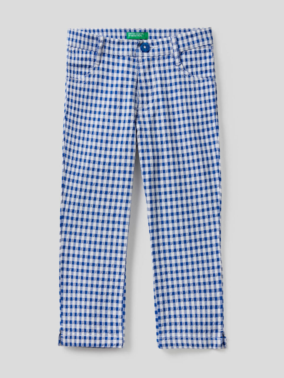 Cropped check trousers image number 1