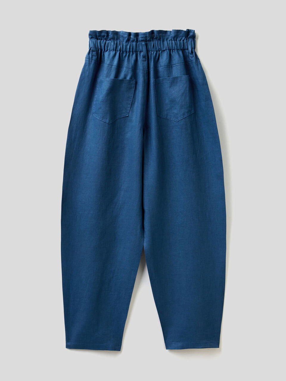 Trousers in pure linen with ruffled waist image number 2