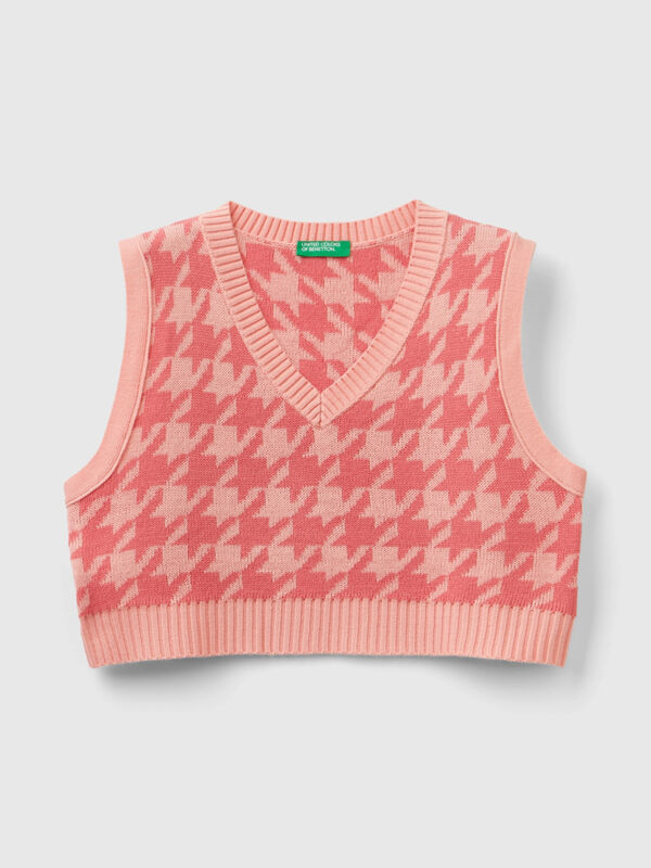 Cropped houndstooth vest