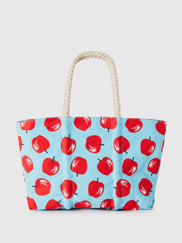 Light blue bag with apple pattern Women