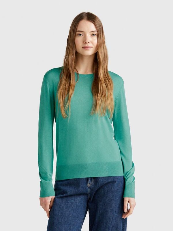 Long sleeve sweater in silk blend Women