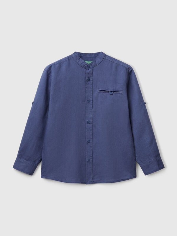 Camisa mandarina en mezcla de lino Niño