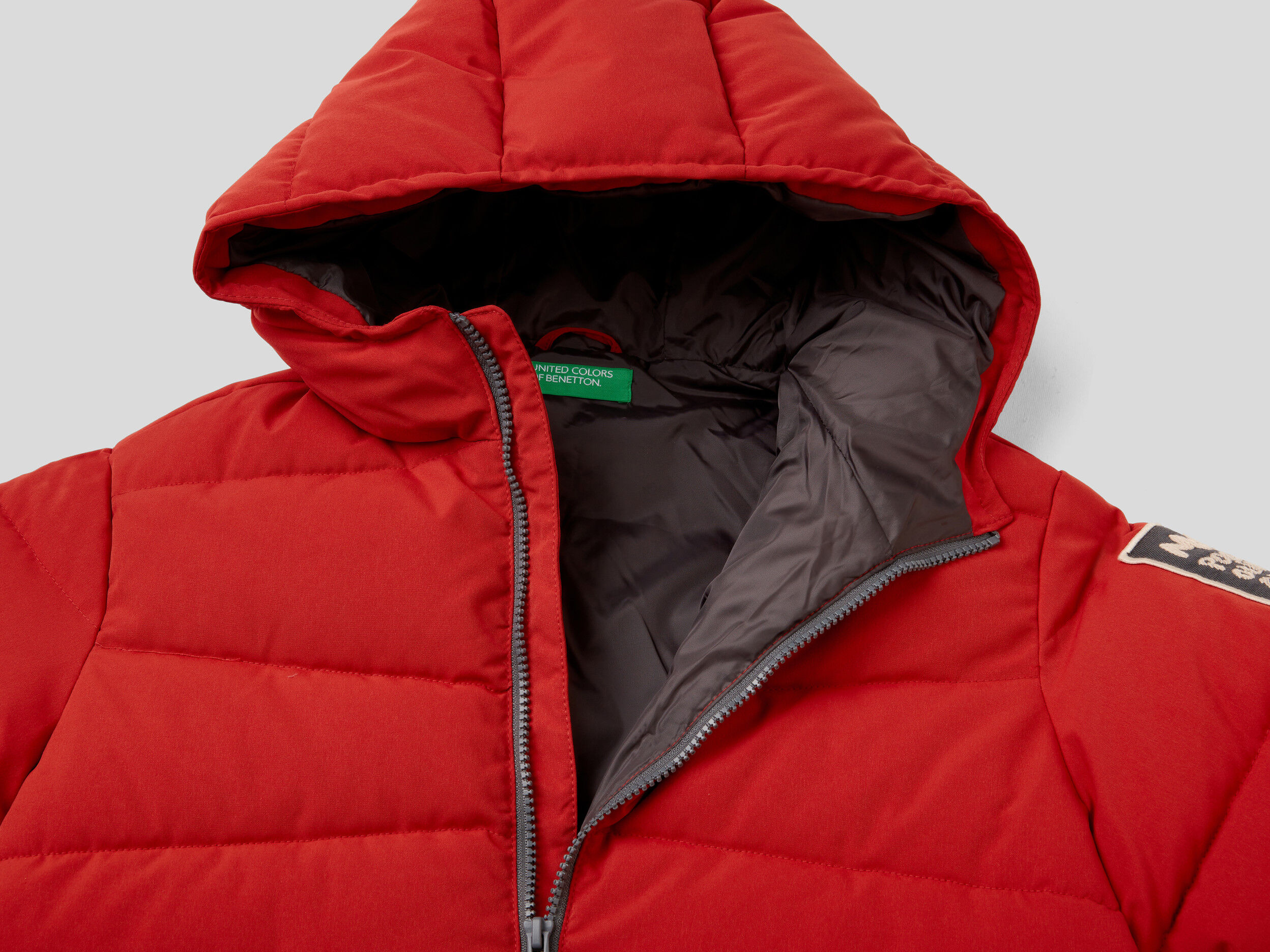 Longline duvet jacket cheap with hood benetton