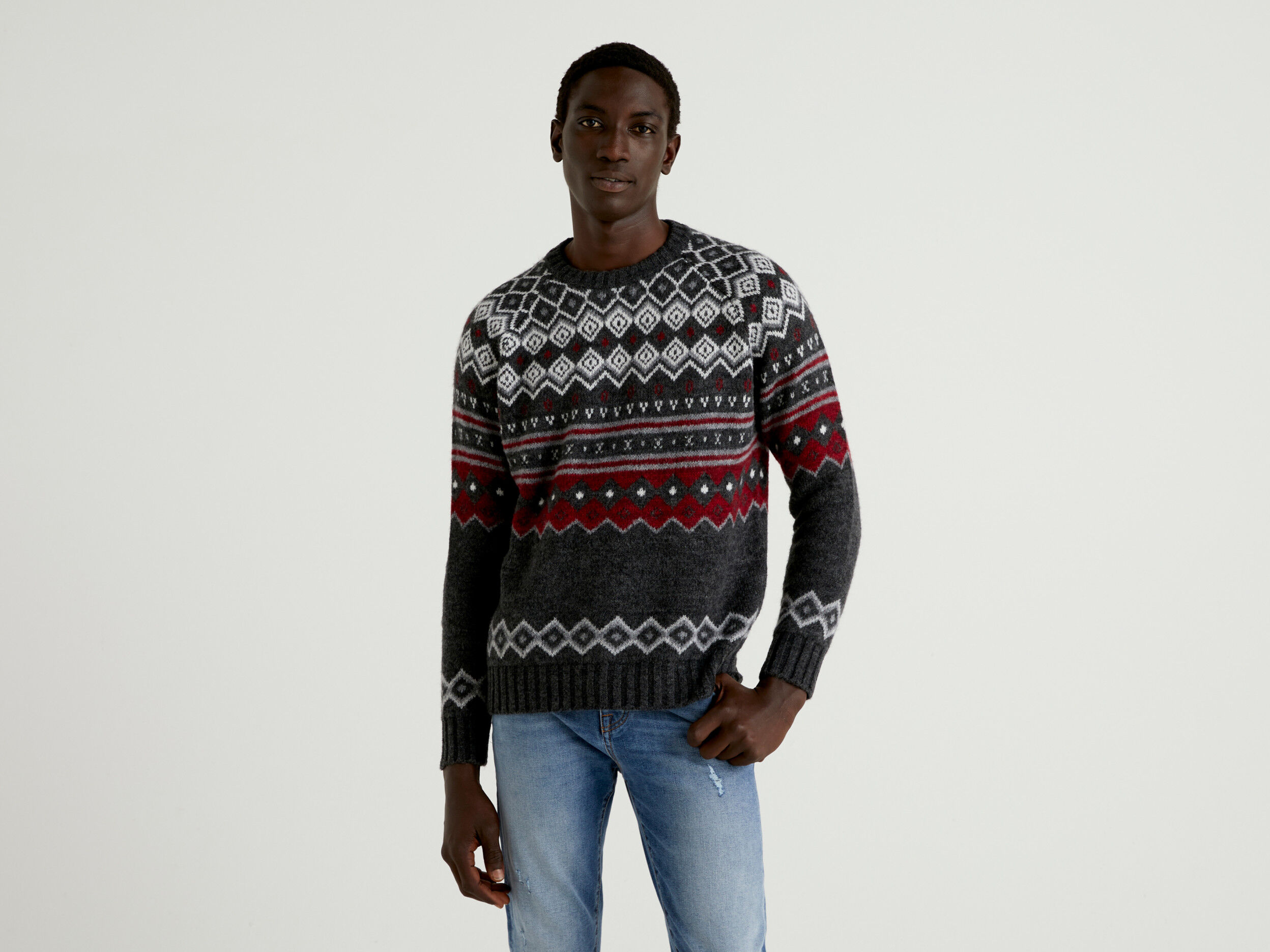 Benetton sales jacquard sweater