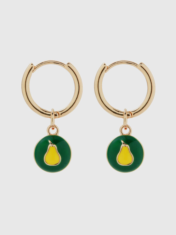 Earrings with green pear pendant Women