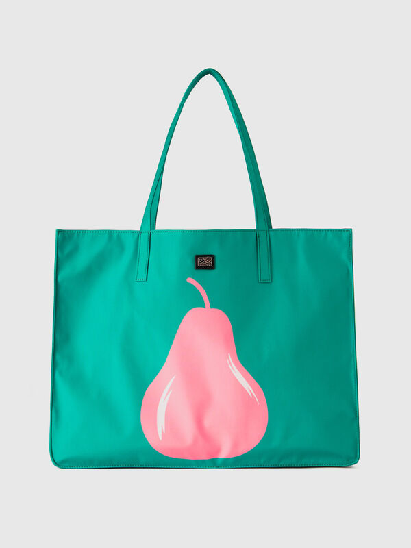 Canvas shopper with logo Woman, Pink