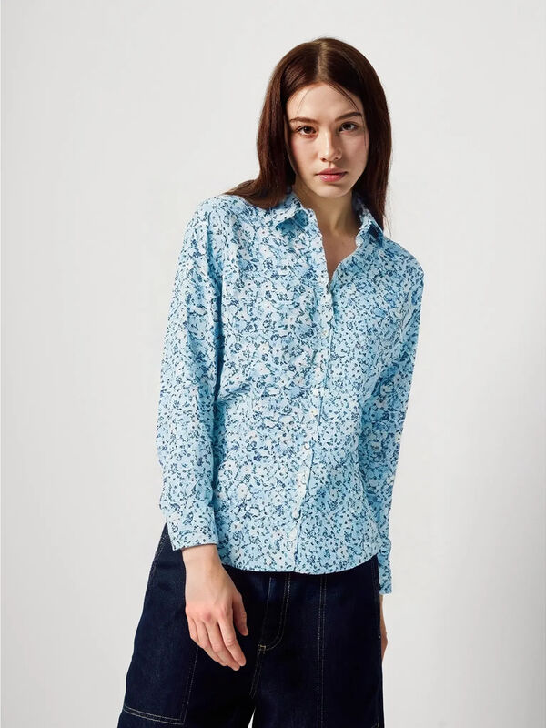 Camisa estampada en algodón ligero Mujer