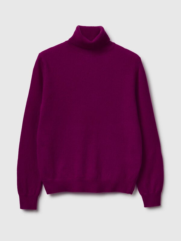 Suéter morado de cuello alto en pura lana merino Suéter morado de cuello alto en pura lana merino Mujer