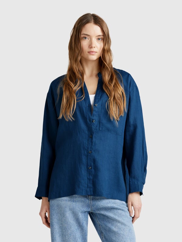 Oversized shirt in pure linen Women