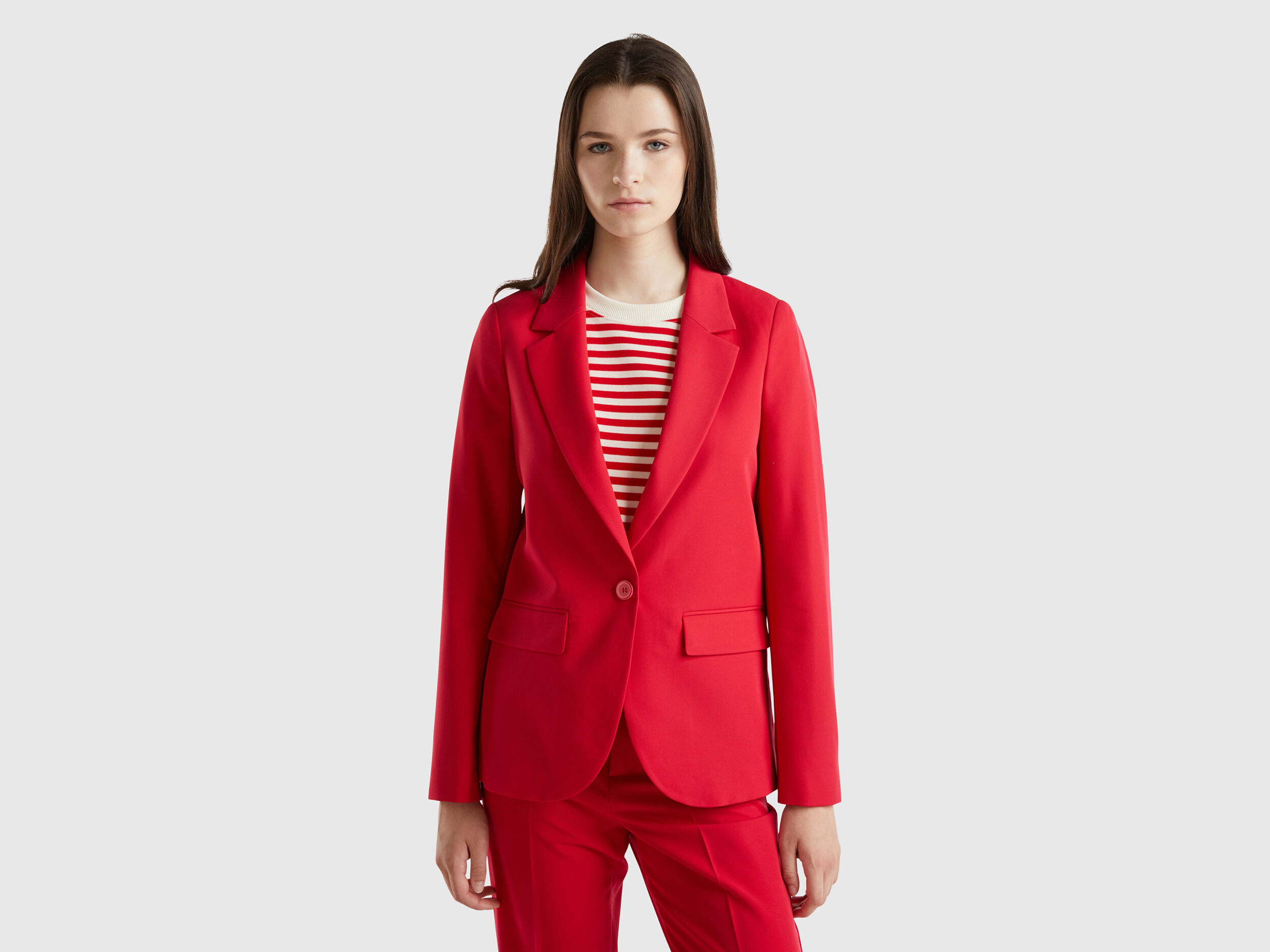 流行に  Blazer Benetton | Red - blend viscose stretch in ジャケット・アウター