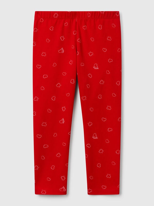 Legging rojo con estampado de corazones Niña