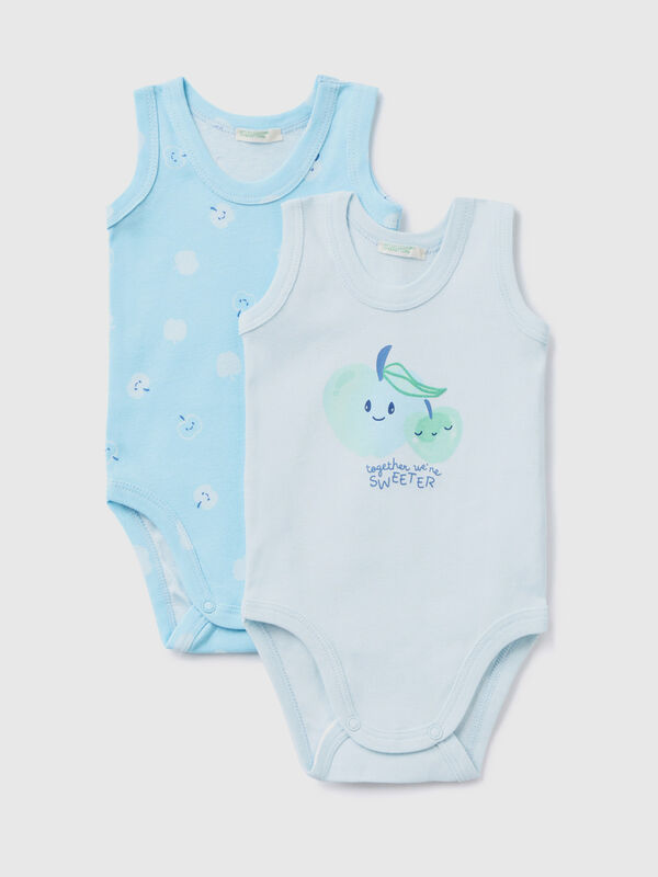 Two tank top bodysuits in organic cotton New Born (0-18 months)