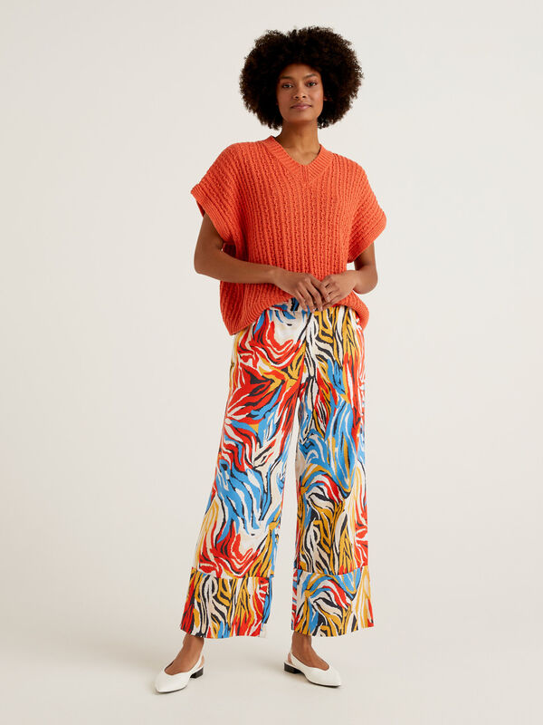 Pantalón con animal print multicolor Mujer