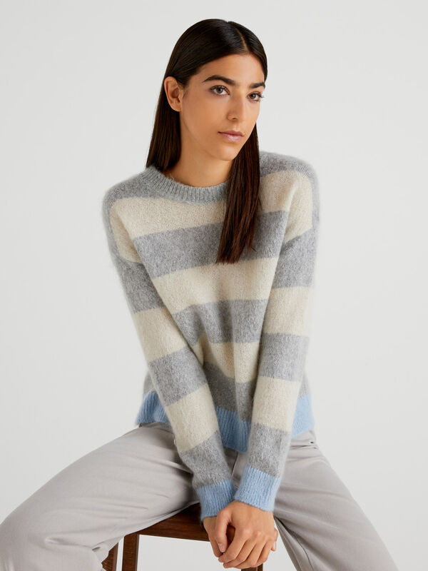 Striped sweater in mohair blend Women