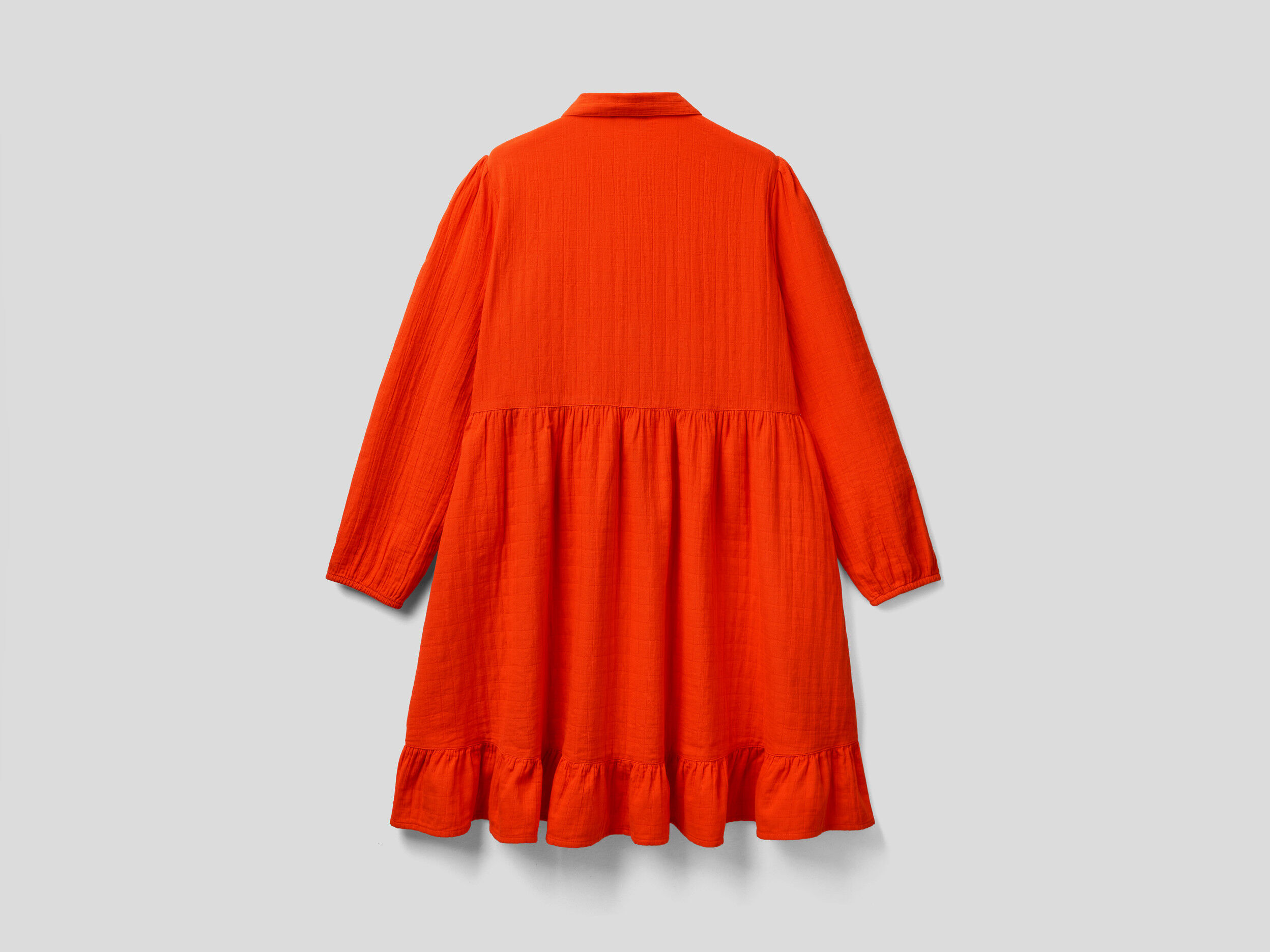 Dress in 100% cotton gauze - Orange | Benetton